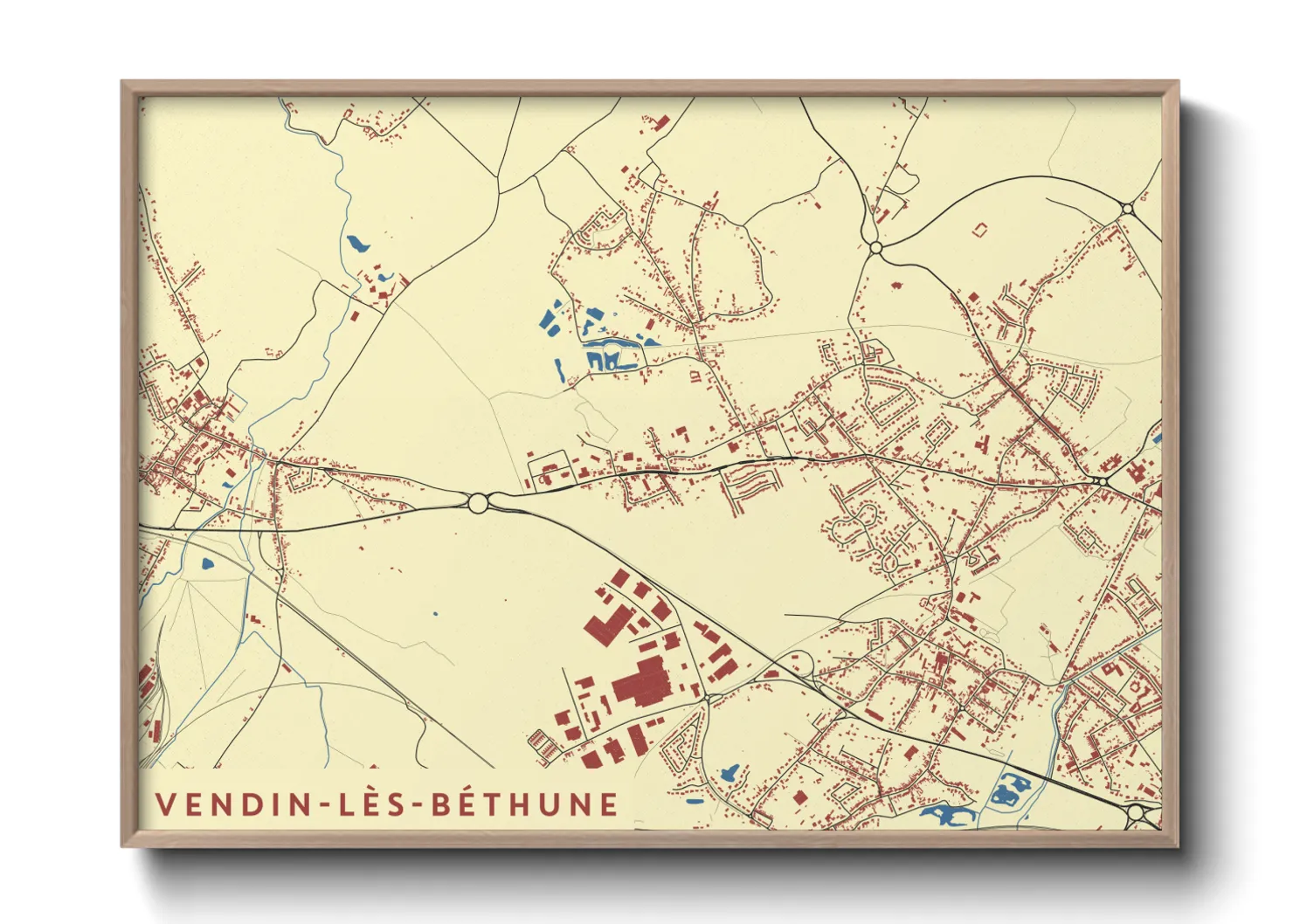 Une affiche de carte sur Vendin-lès-Béthune