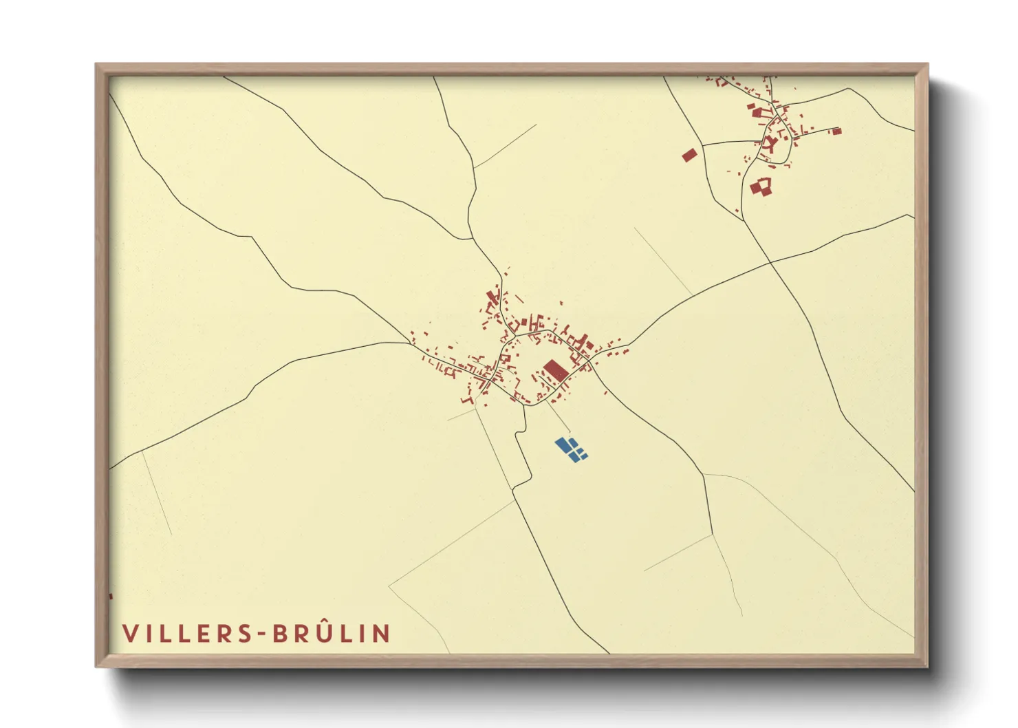 Une affiche de carte sur Villers-Brûlin
