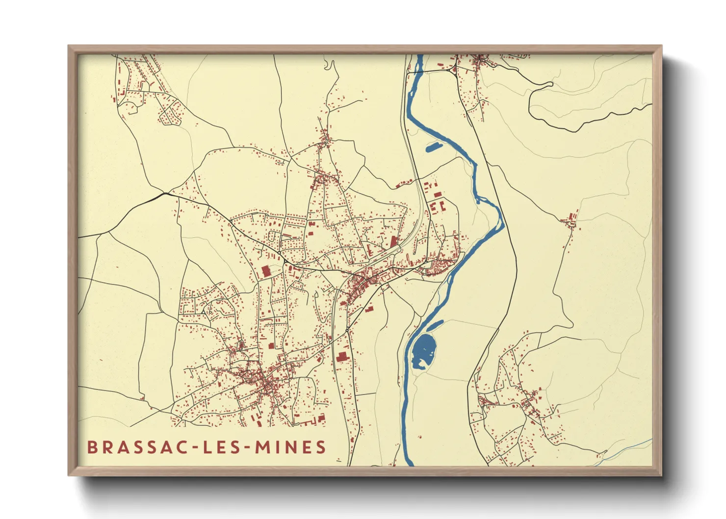 Une affiche de carte sur Brassac-les-Mines