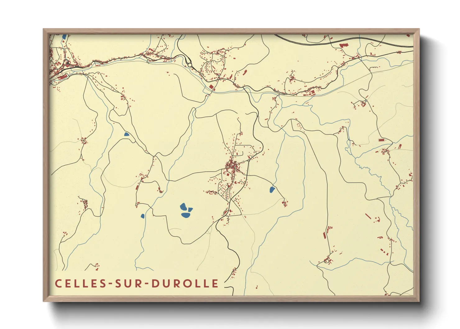 Une affiche de carte sur Celles-sur-Durolle