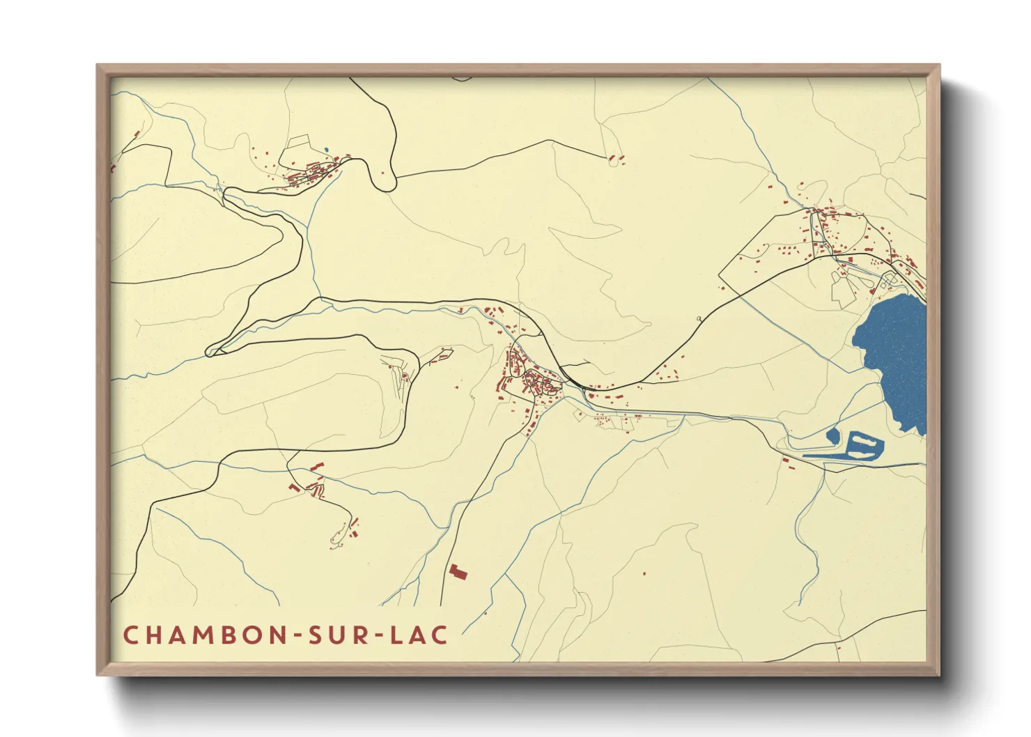 Une affiche de carte sur Chambon-sur-Lac