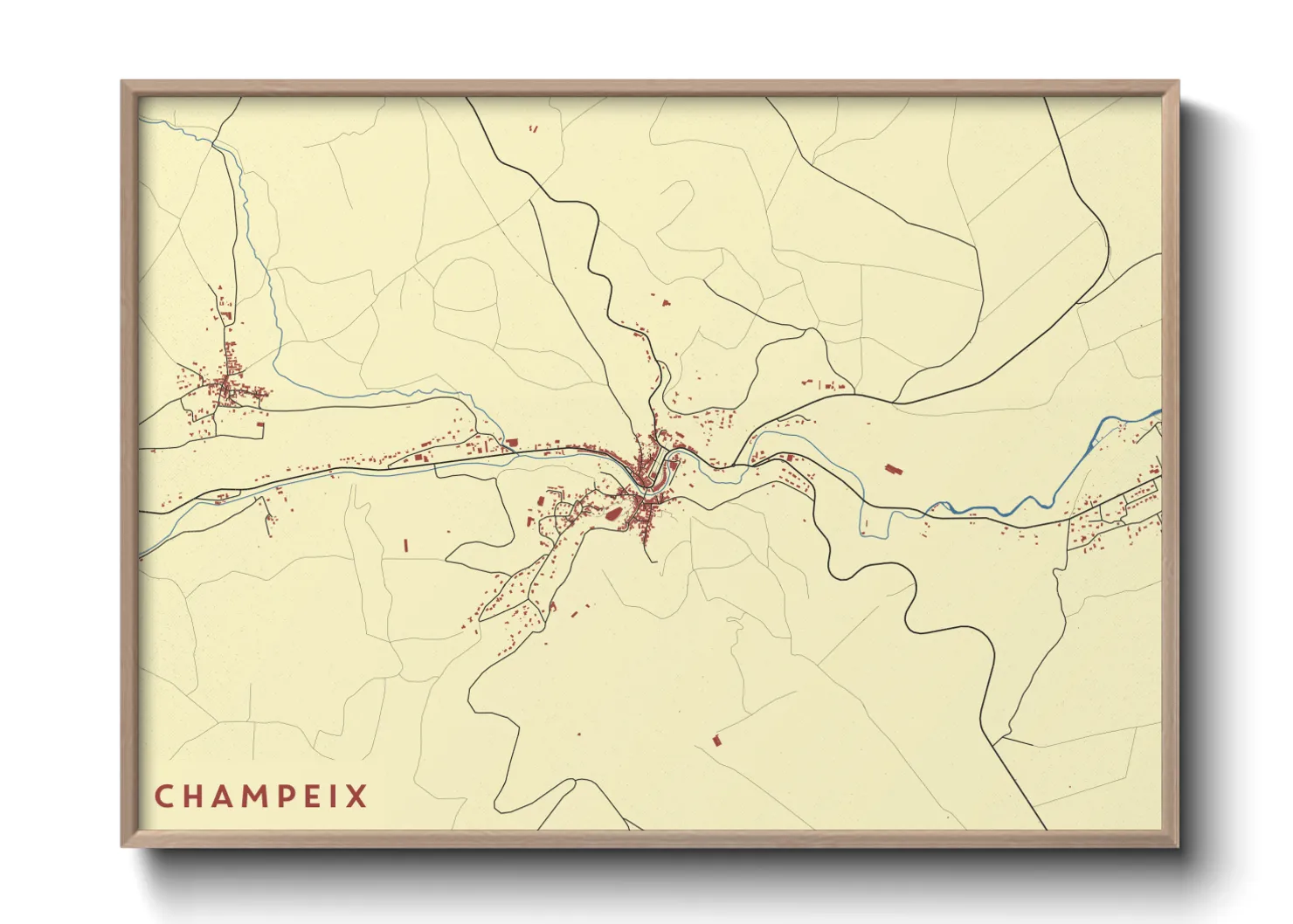 Une affiche de carte sur Champeix