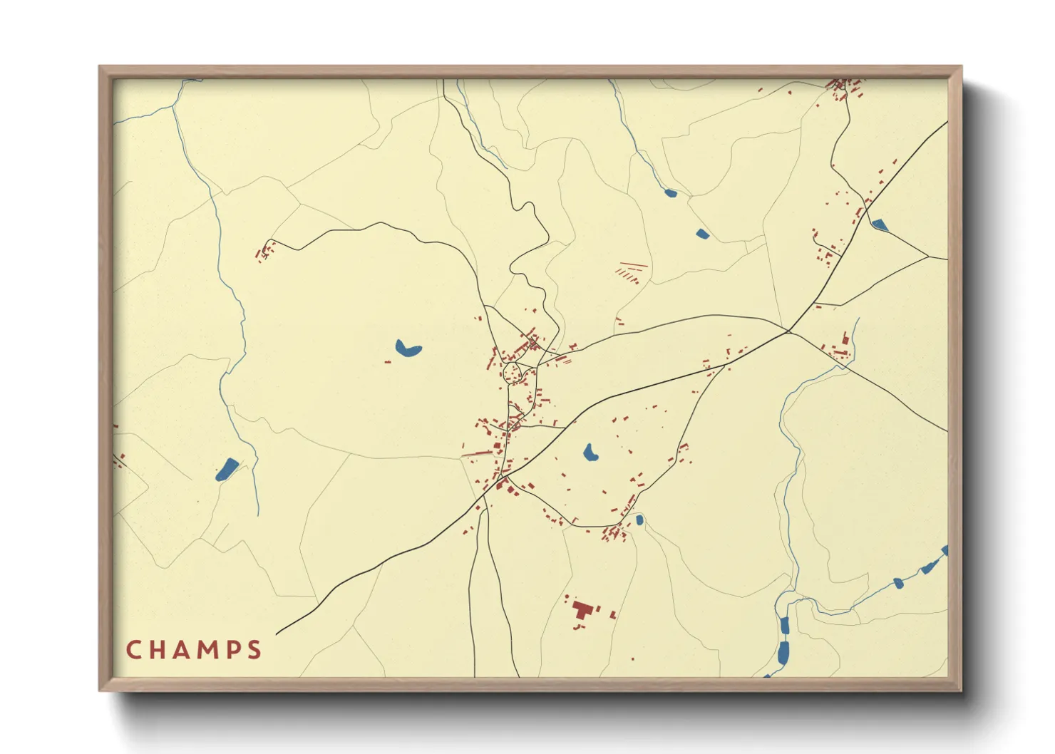 Une affiche de carte sur Champs