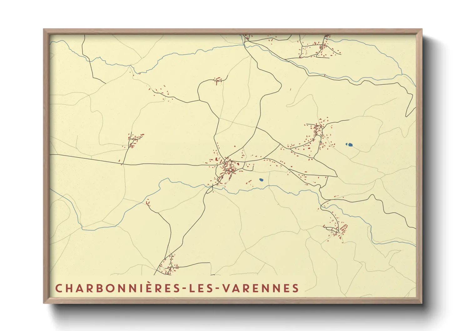 Une affiche de carte sur Charbonnières-les-Varennes