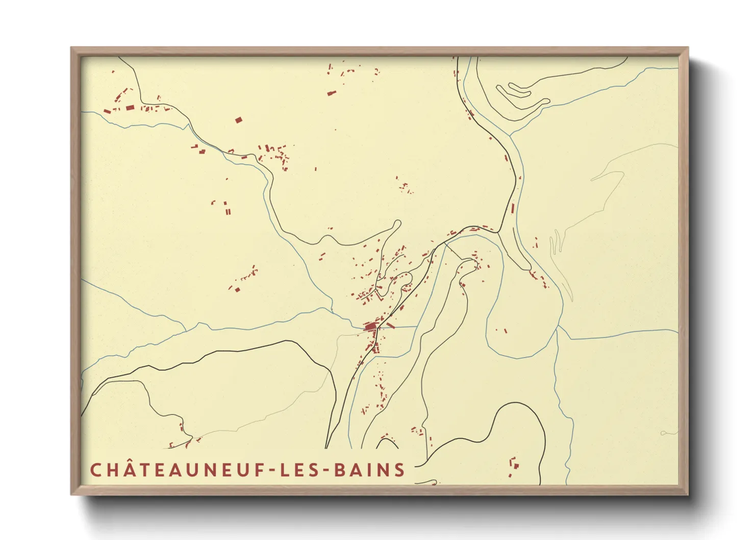 Une affiche de carte sur Châteauneuf-les-Bains