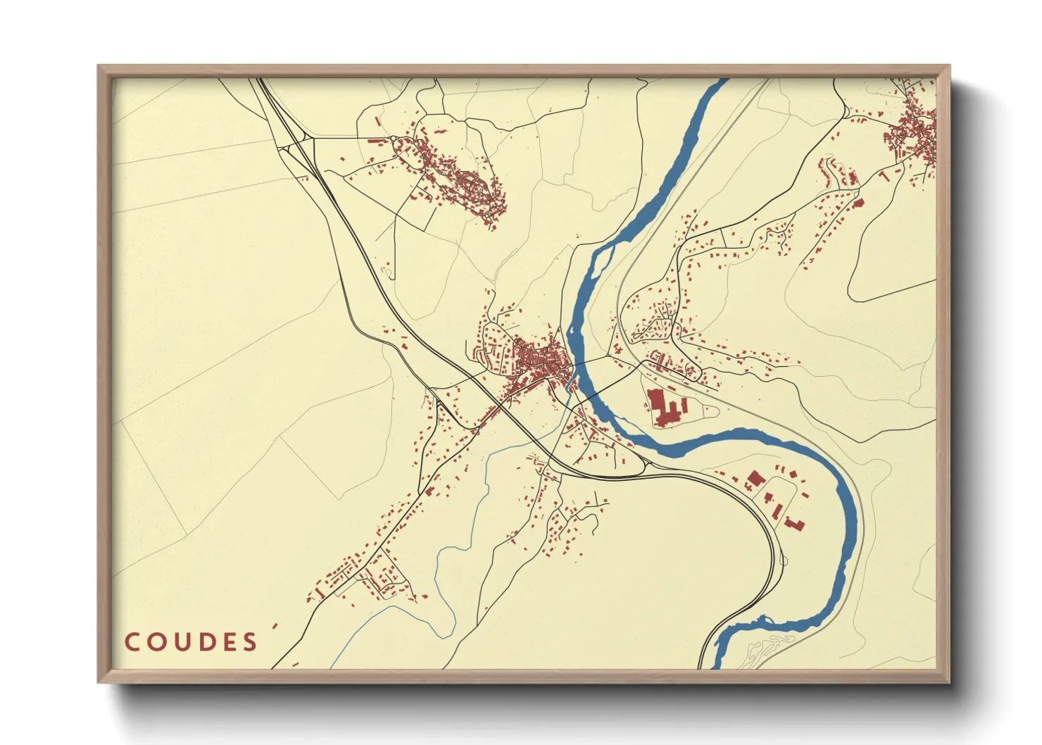 Une affiche de carte sur Coudes