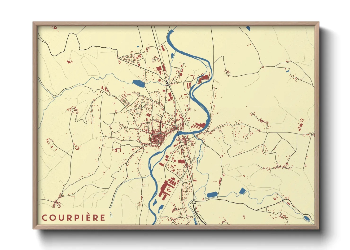 Une affiche de carte sur Courpière