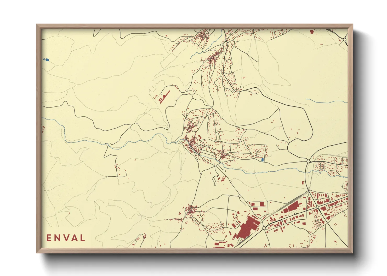 Une affiche de carte sur Enval