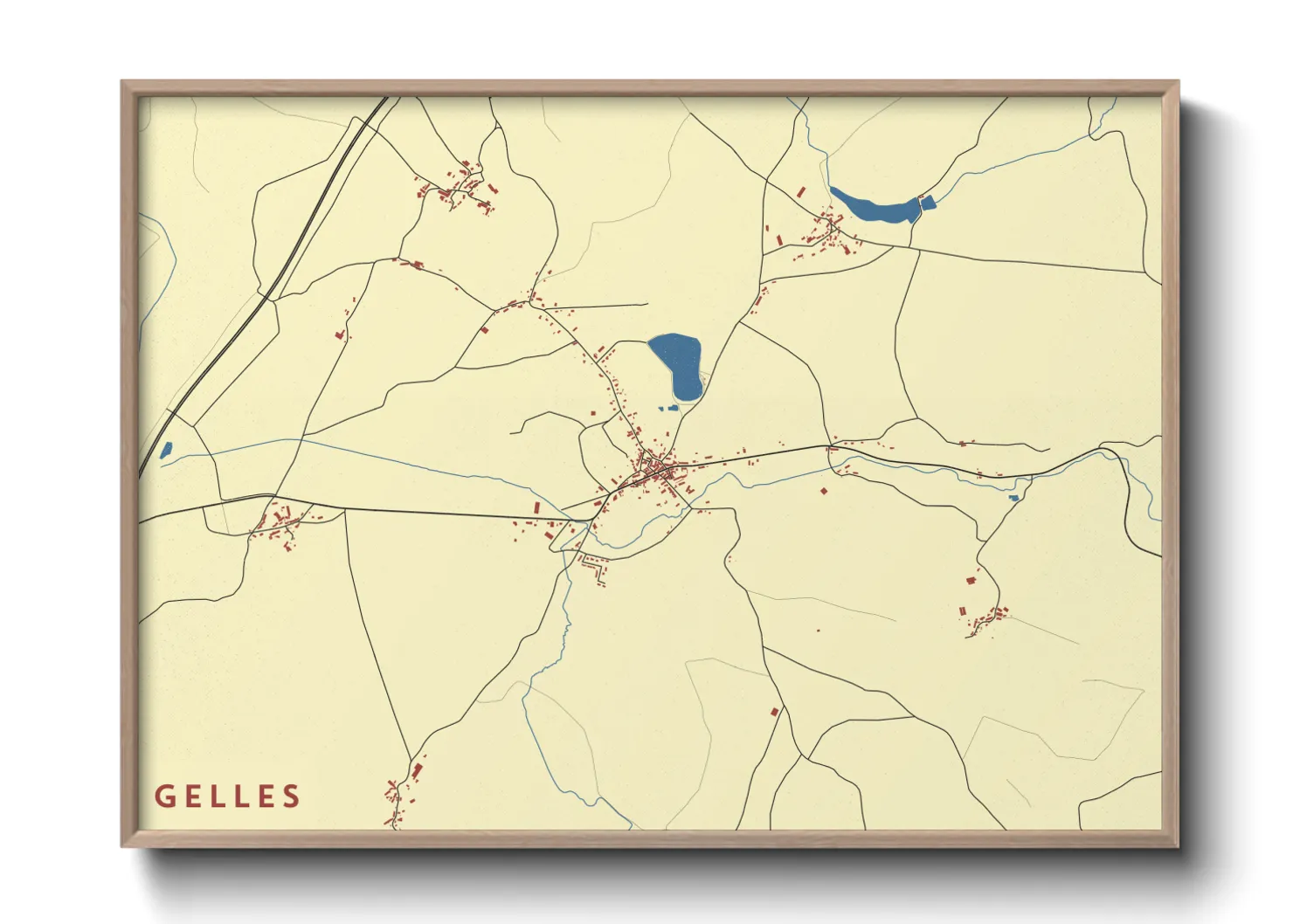 Une affiche de carte sur Gelles