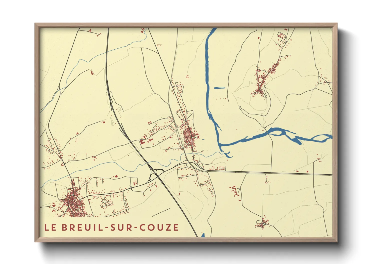 Une affiche de carte sur Le Breuil-sur-Couze