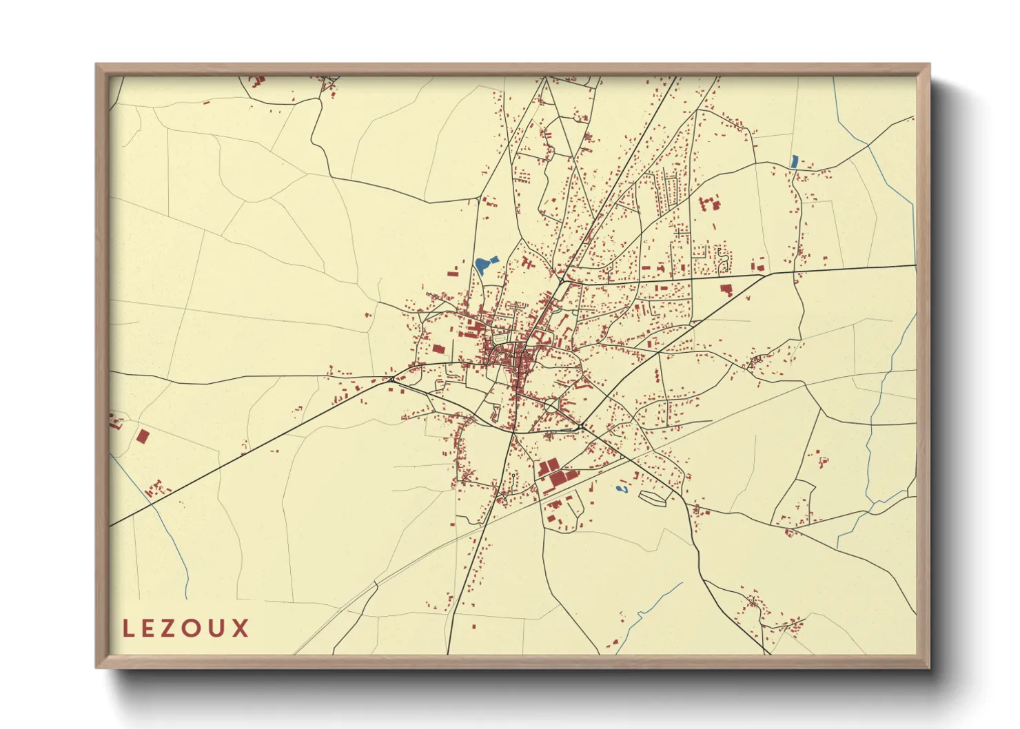 Une affiche de carte sur Lezoux