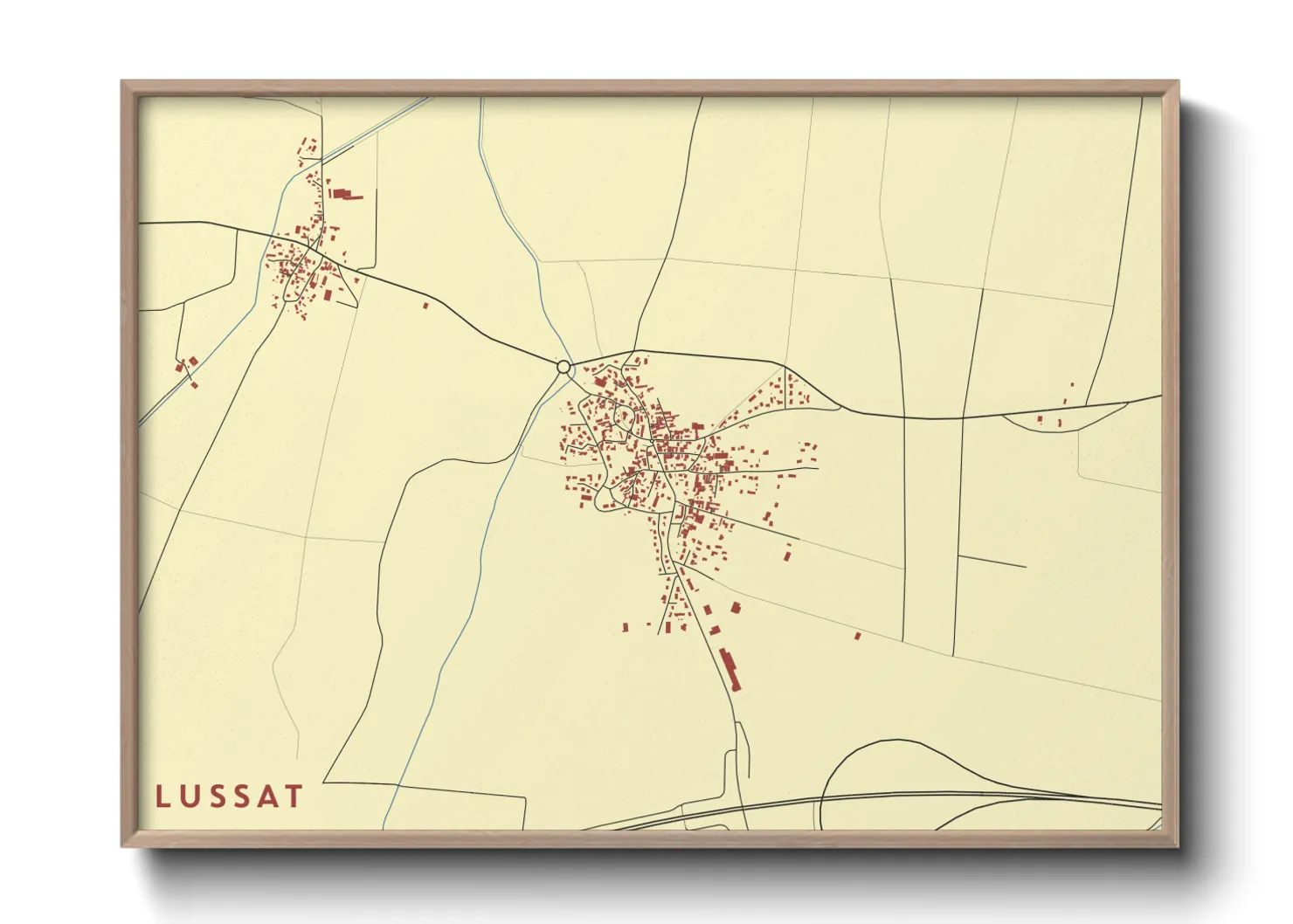 Une affiche de carte sur Lussat