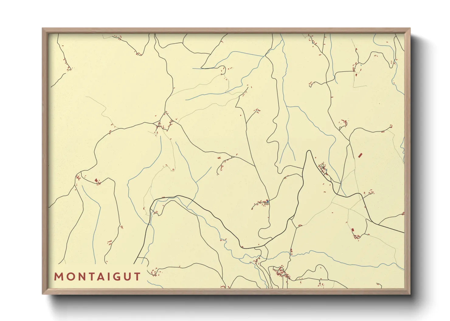 Une affiche de carte sur Montaigut