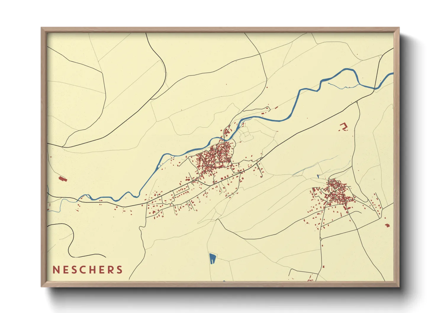Une affiche de carte sur Neschers