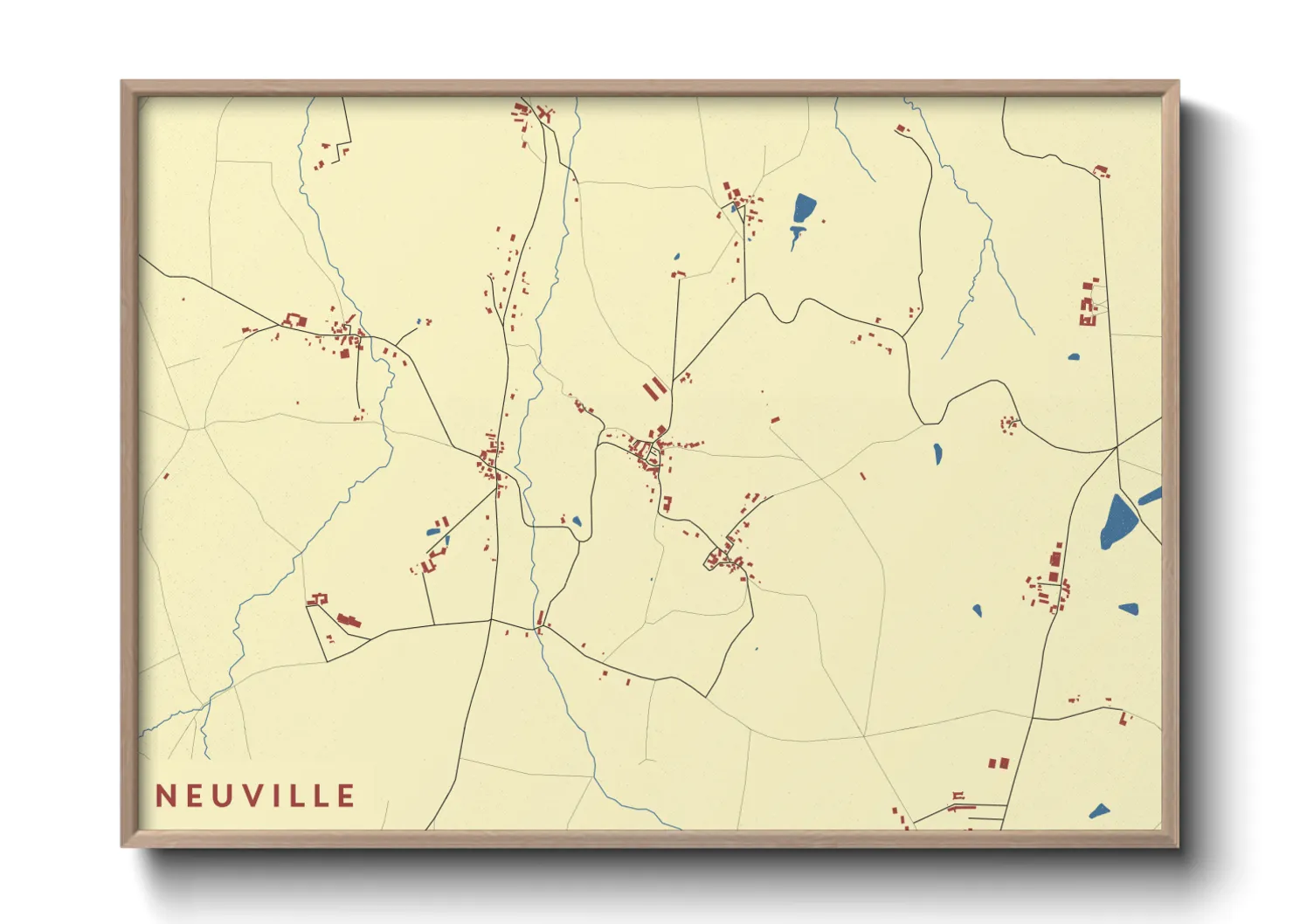 Une affiche de carte sur Neuville