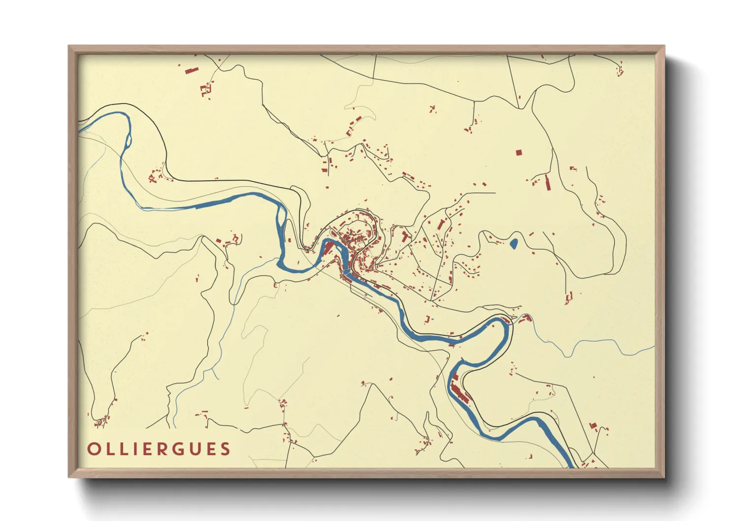 Une affiche de carte sur Olliergues