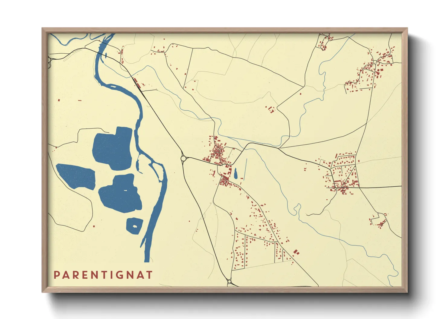 Une affiche de carte sur Parentignat