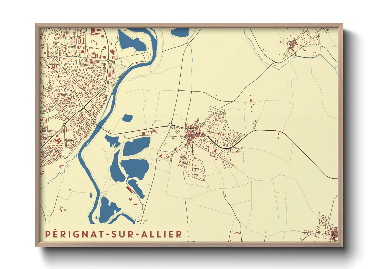 Une affiche de carte sur Pérignat-sur-Allier