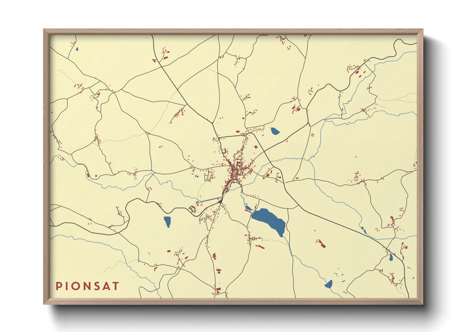 Une affiche de carte sur Pionsat