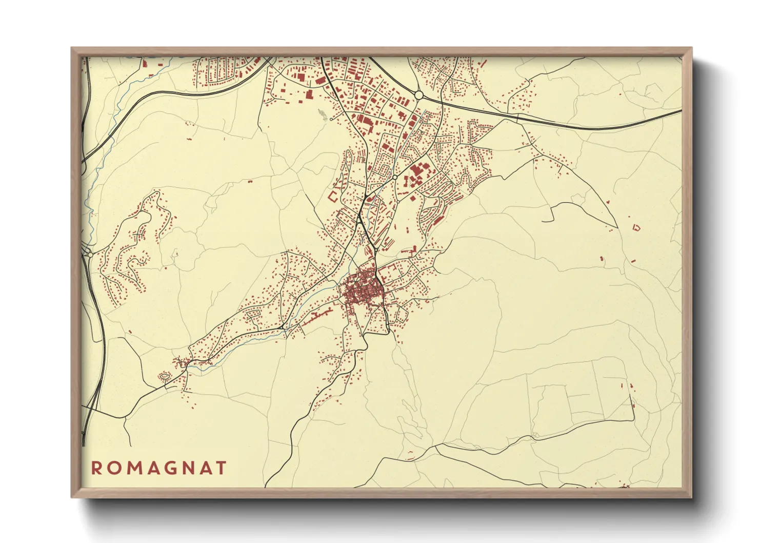 Une affiche de carte sur Romagnat