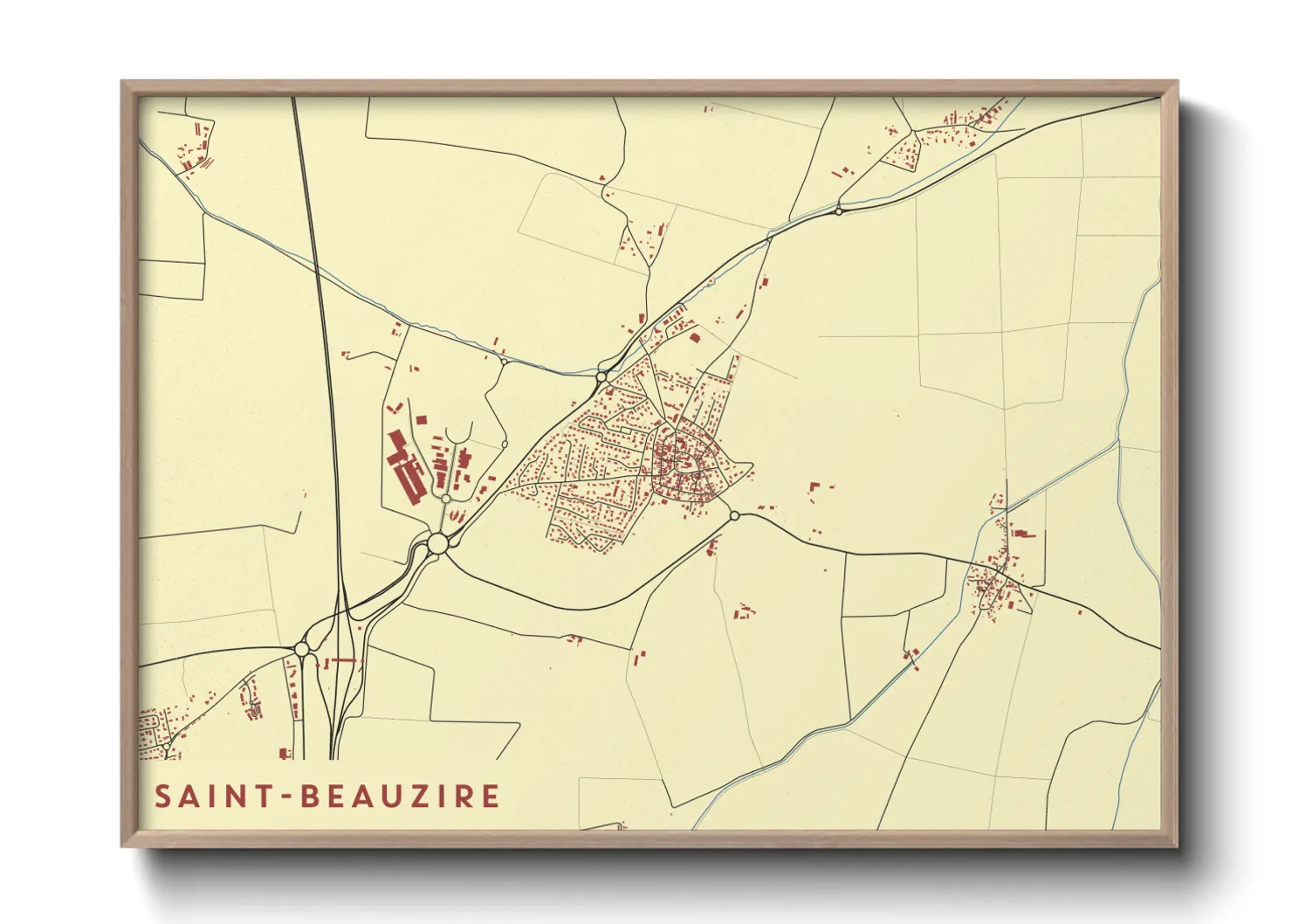 Une affiche de carte sur Saint-Beauzire
