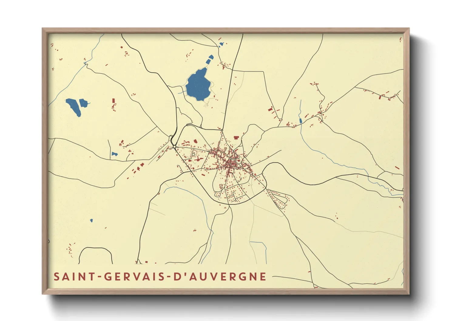 Une affiche de carte sur Saint-Gervais-d'Auvergne