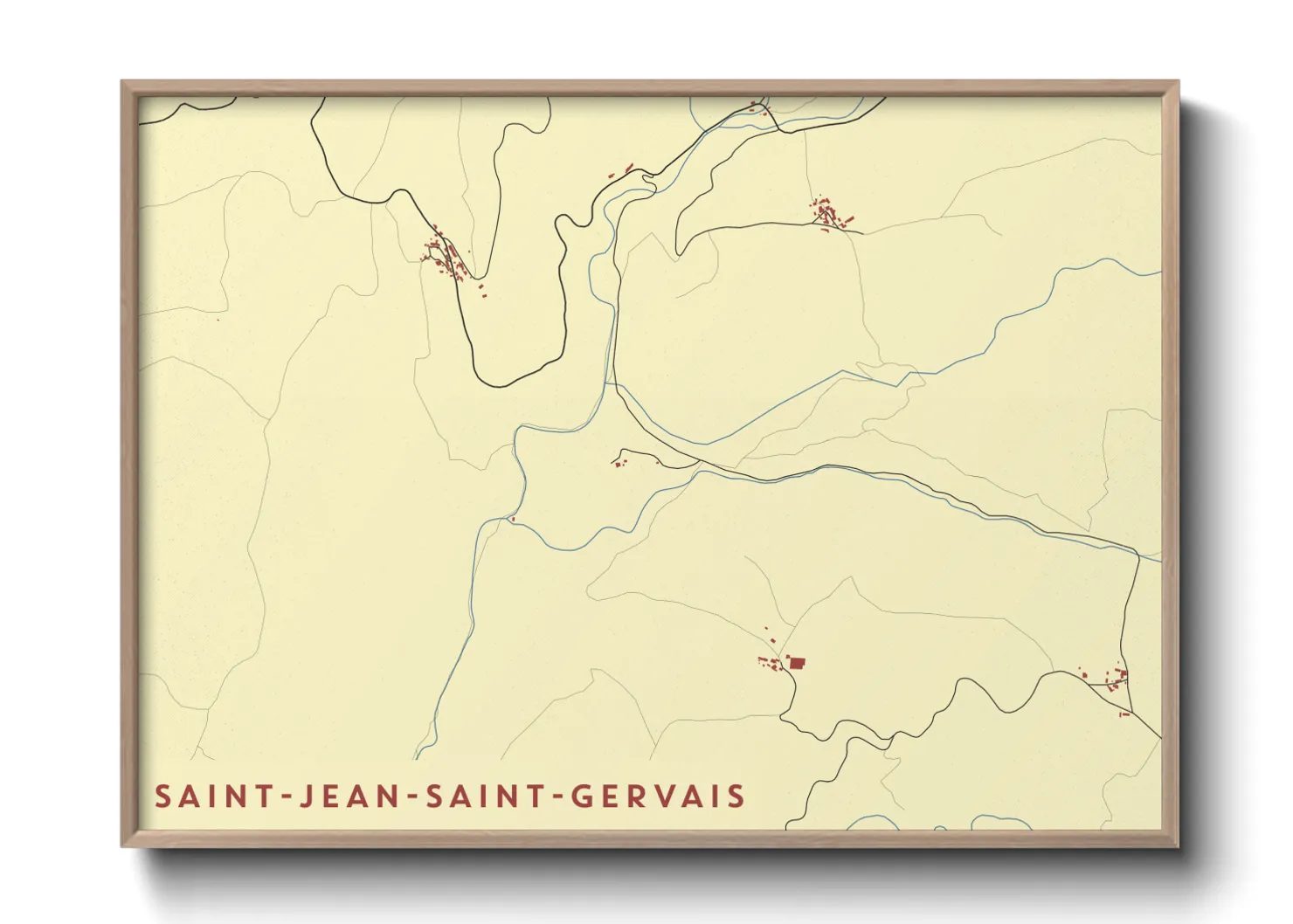 Une affiche de carte sur Saint-Jean-Saint-Gervais