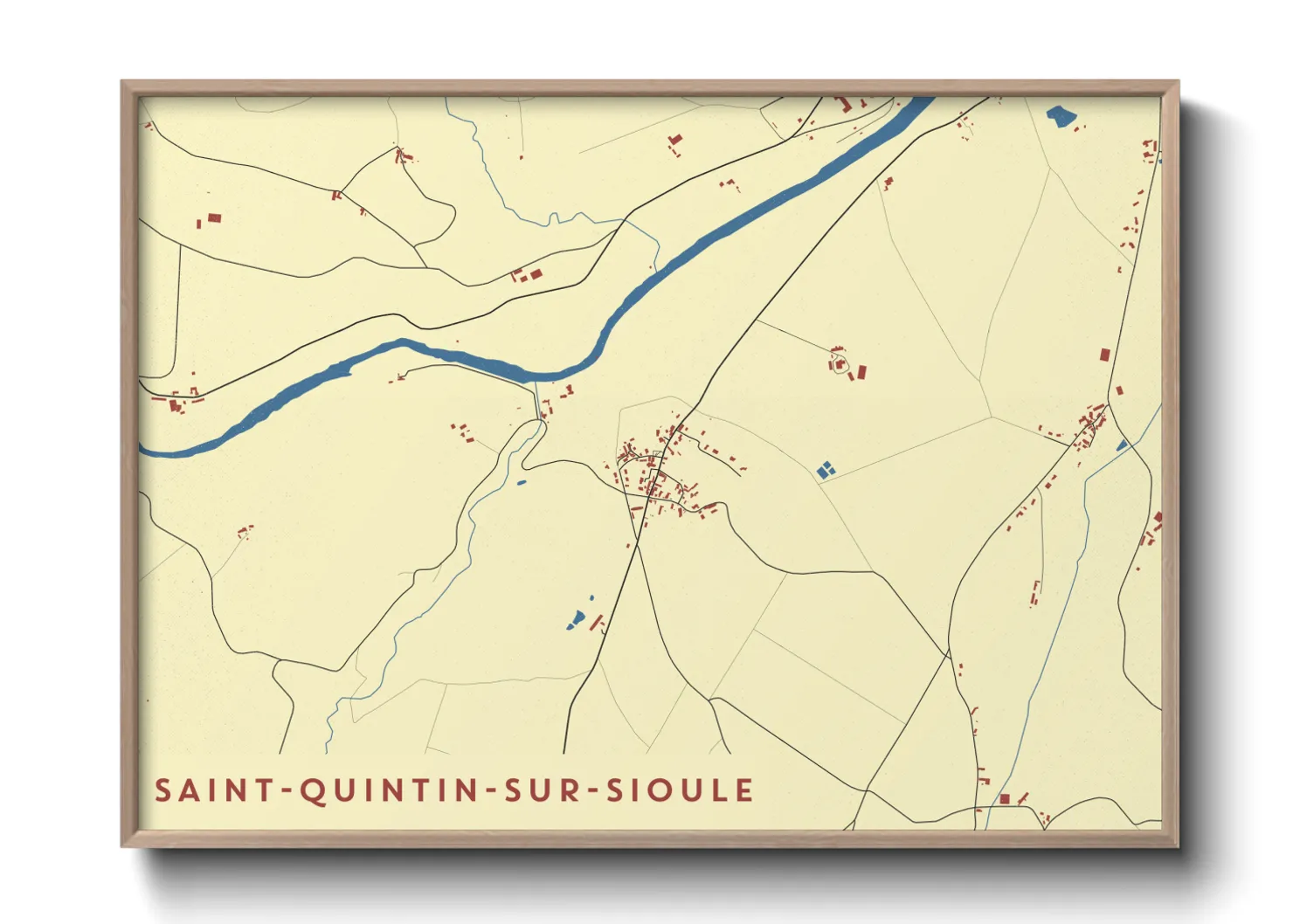 Une affiche de carte sur Saint-Quintin-sur-Sioule