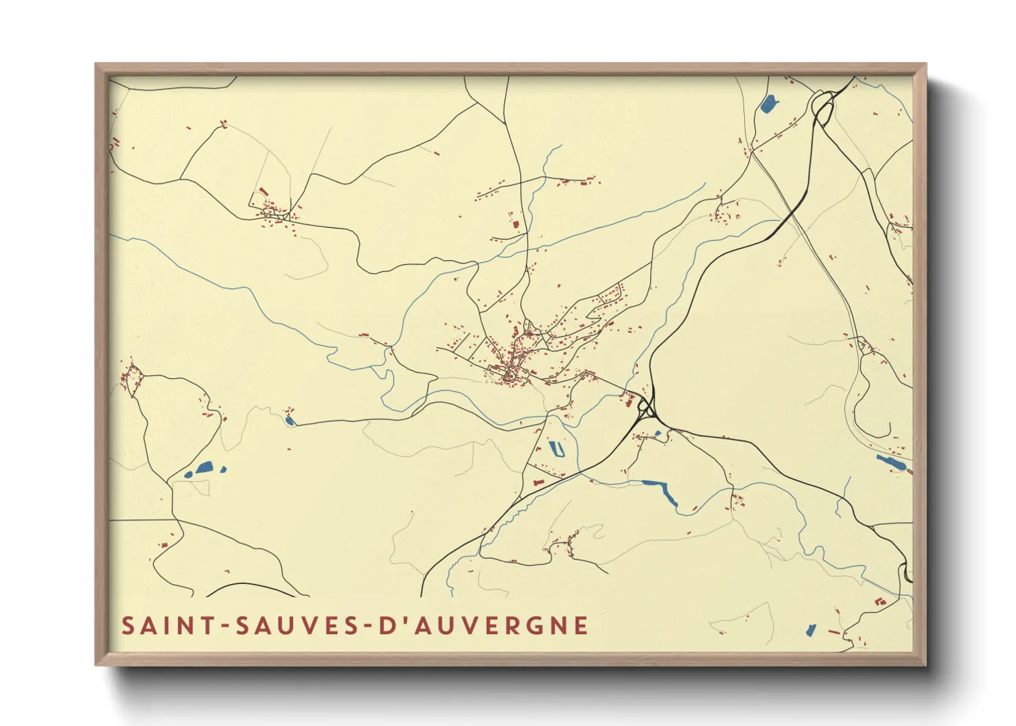 Une affiche de carte sur Saint-Sauves-d'Auvergne