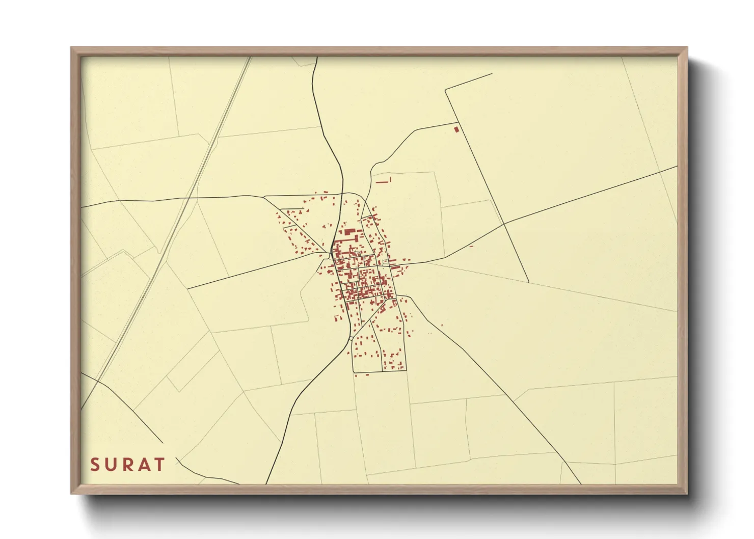 Une affiche de carte sur Surat