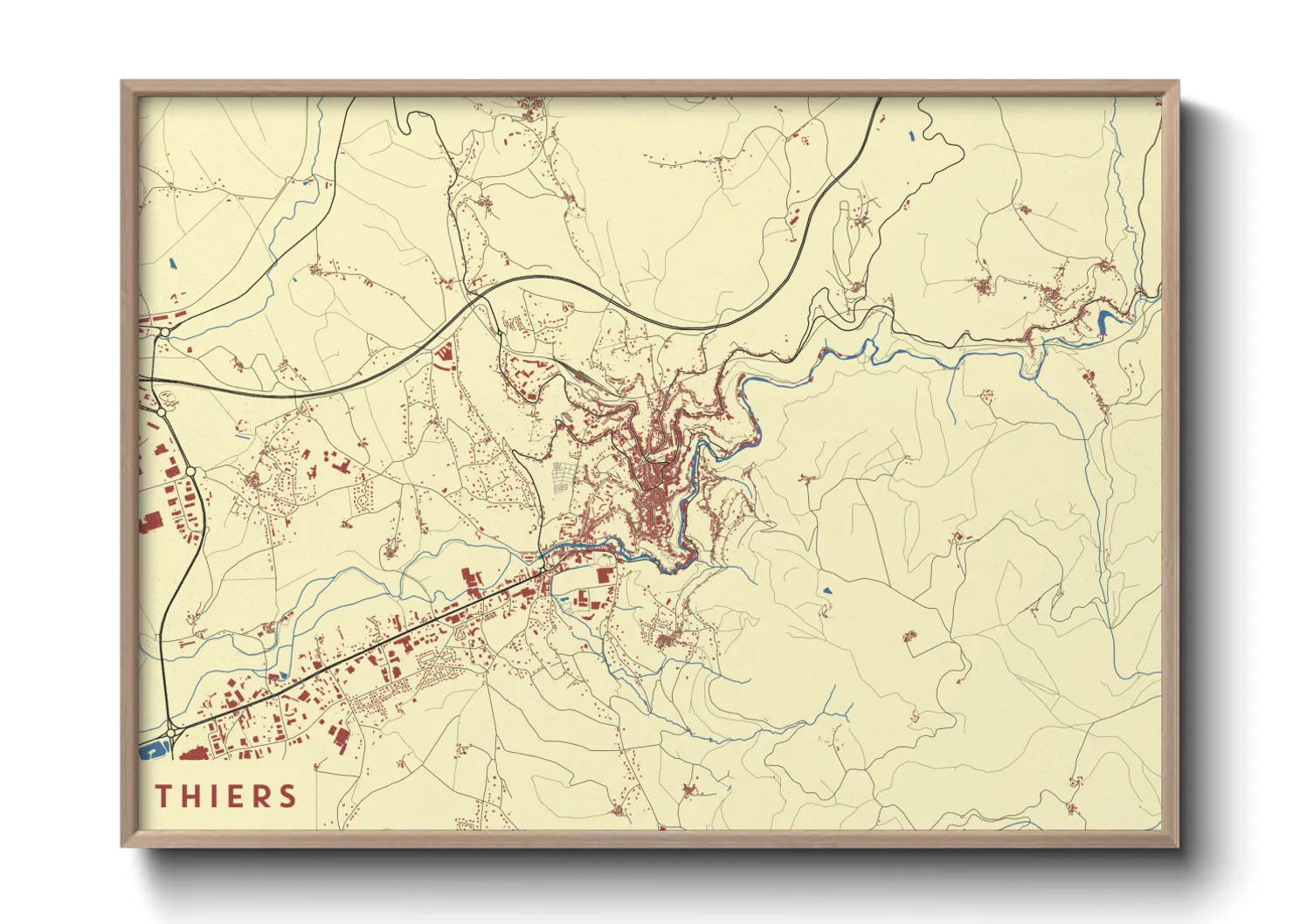 Une affiche de carte sur Thiers