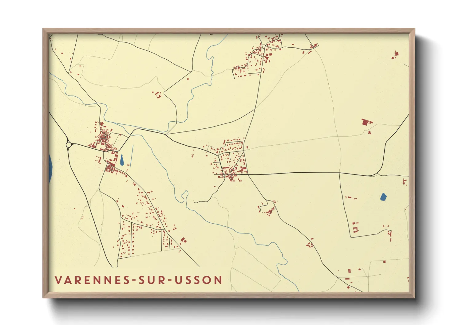 Une affiche de carte sur Varennes-sur-Usson