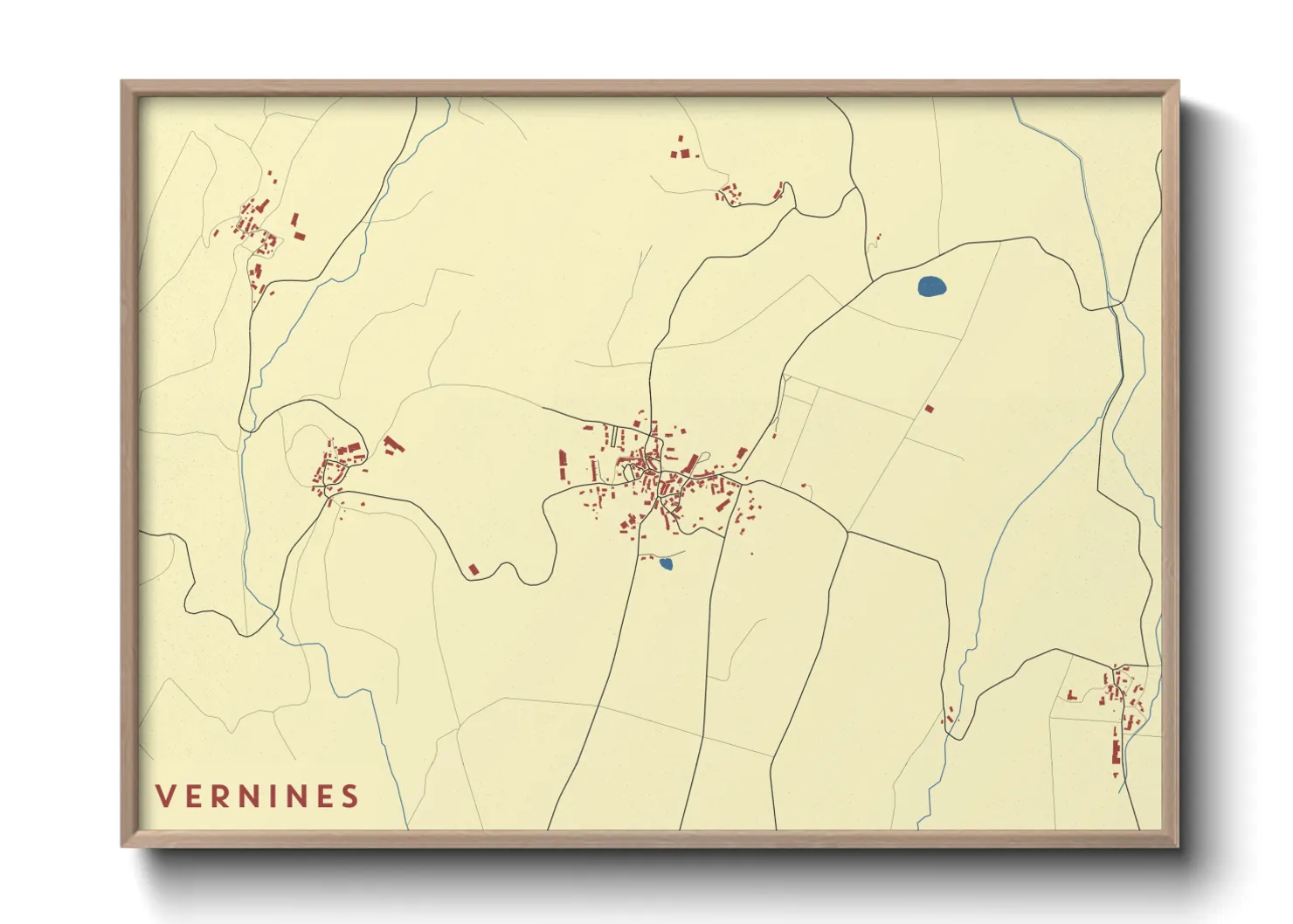 Une affiche de carte sur Vernines