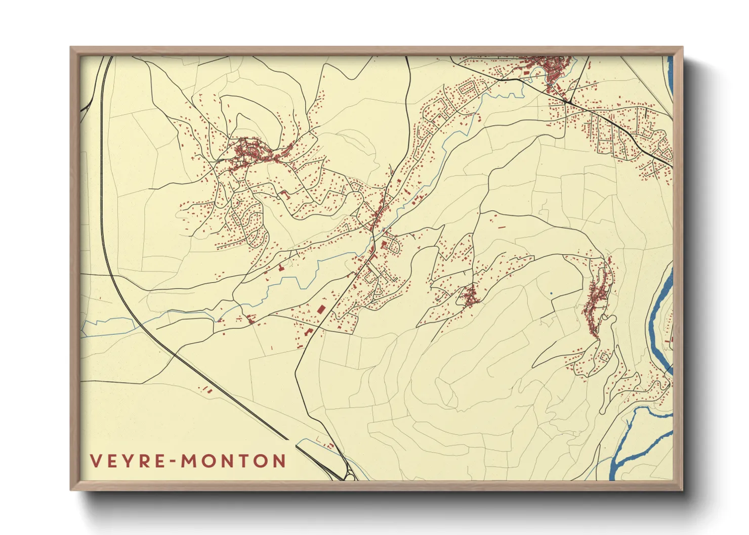 Une affiche de carte sur Veyre-Monton