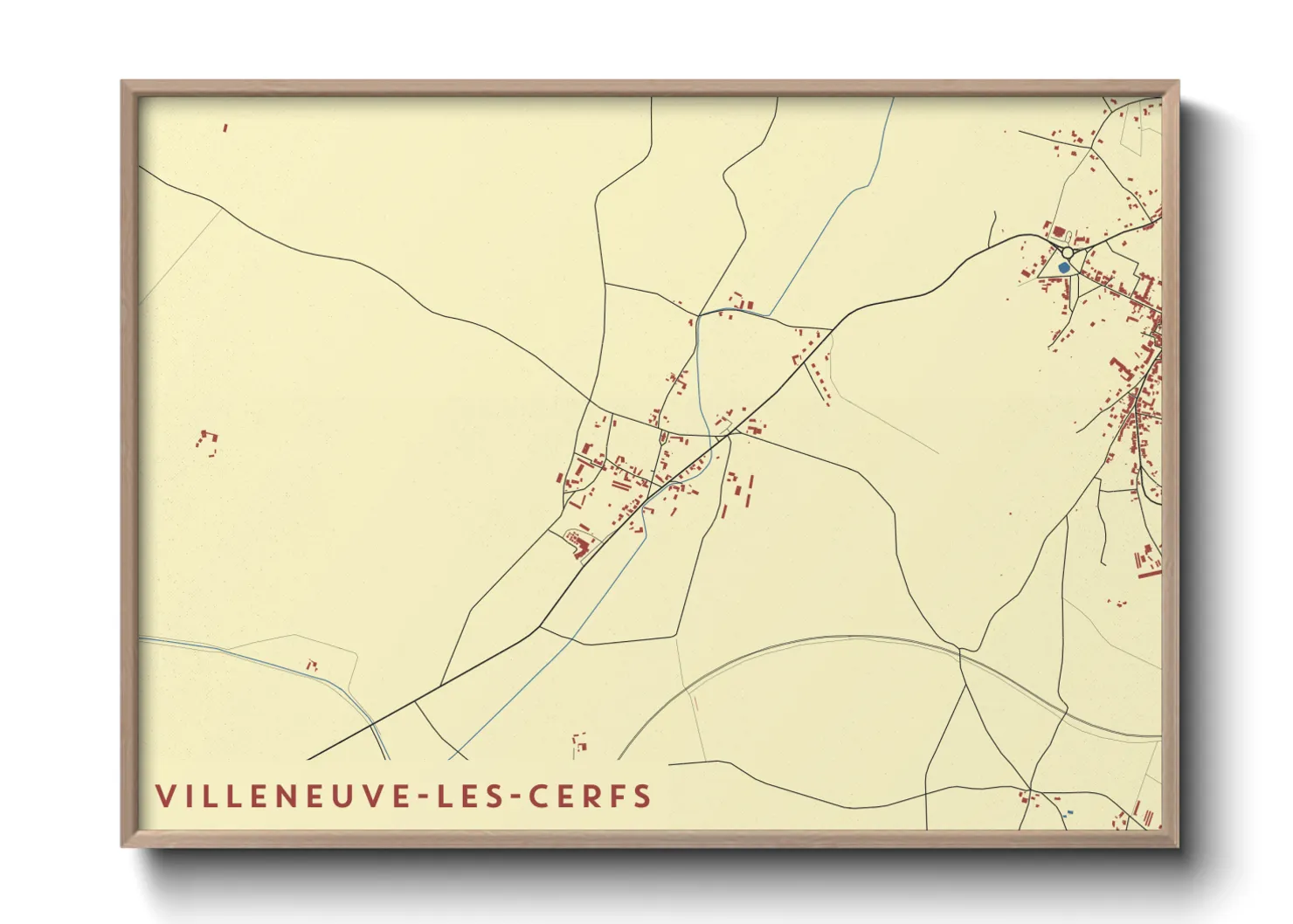 Une affiche de carte sur Villeneuve-les-Cerfs