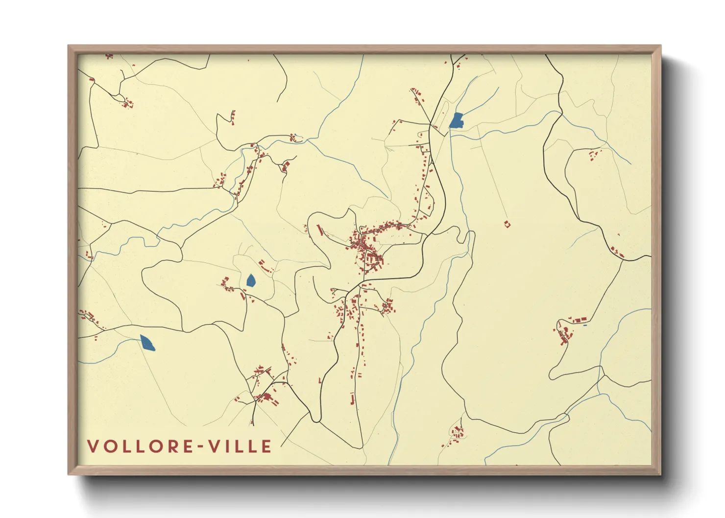Une affiche de carte sur Vollore-Ville