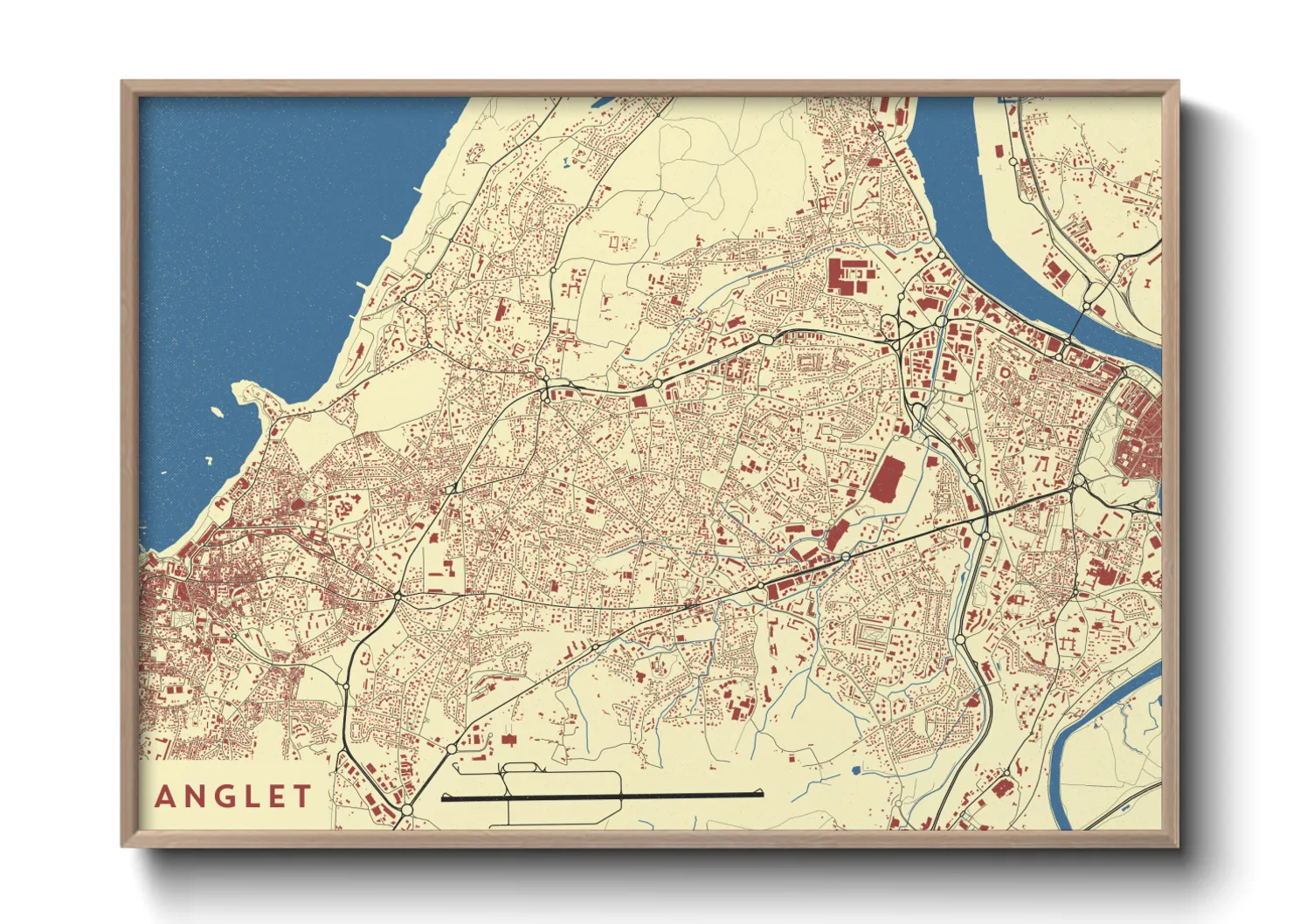 Une affiche de carte sur Anglet