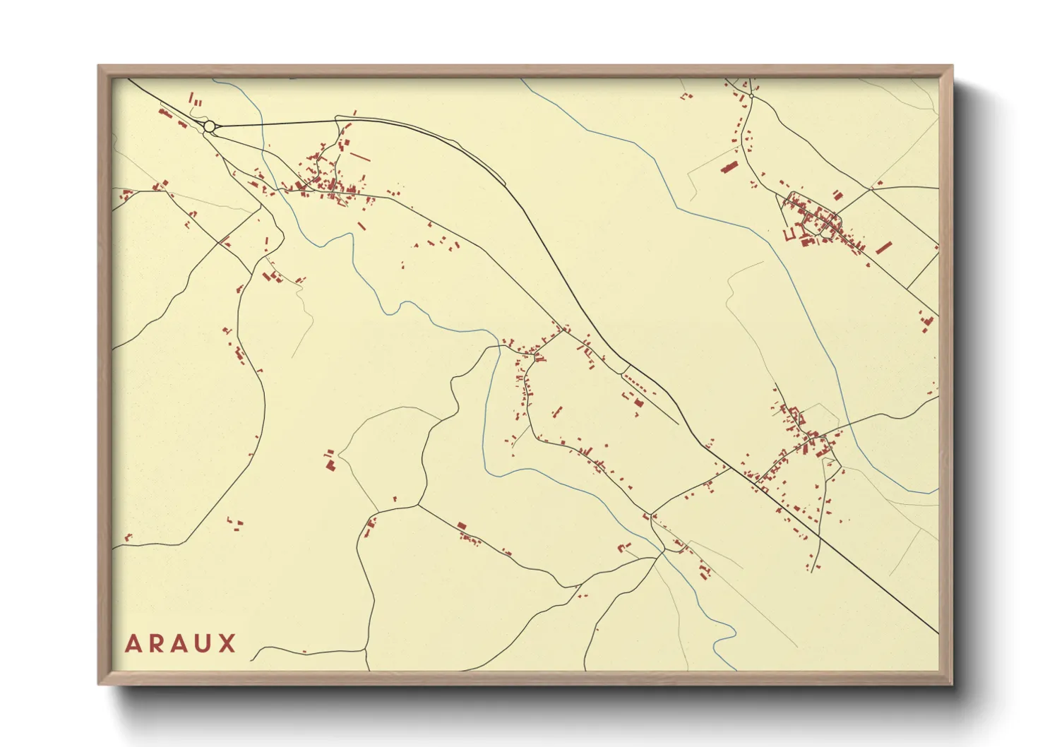 Une affiche de carte sur Araux