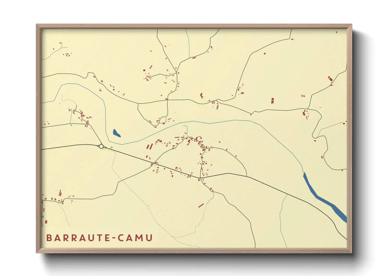 Une affiche de carte sur Barraute-Camu