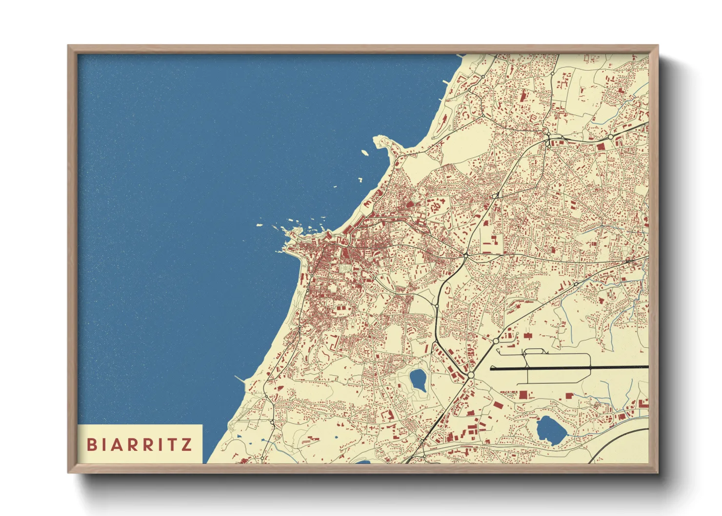 Une affiche de carte sur Biarritz