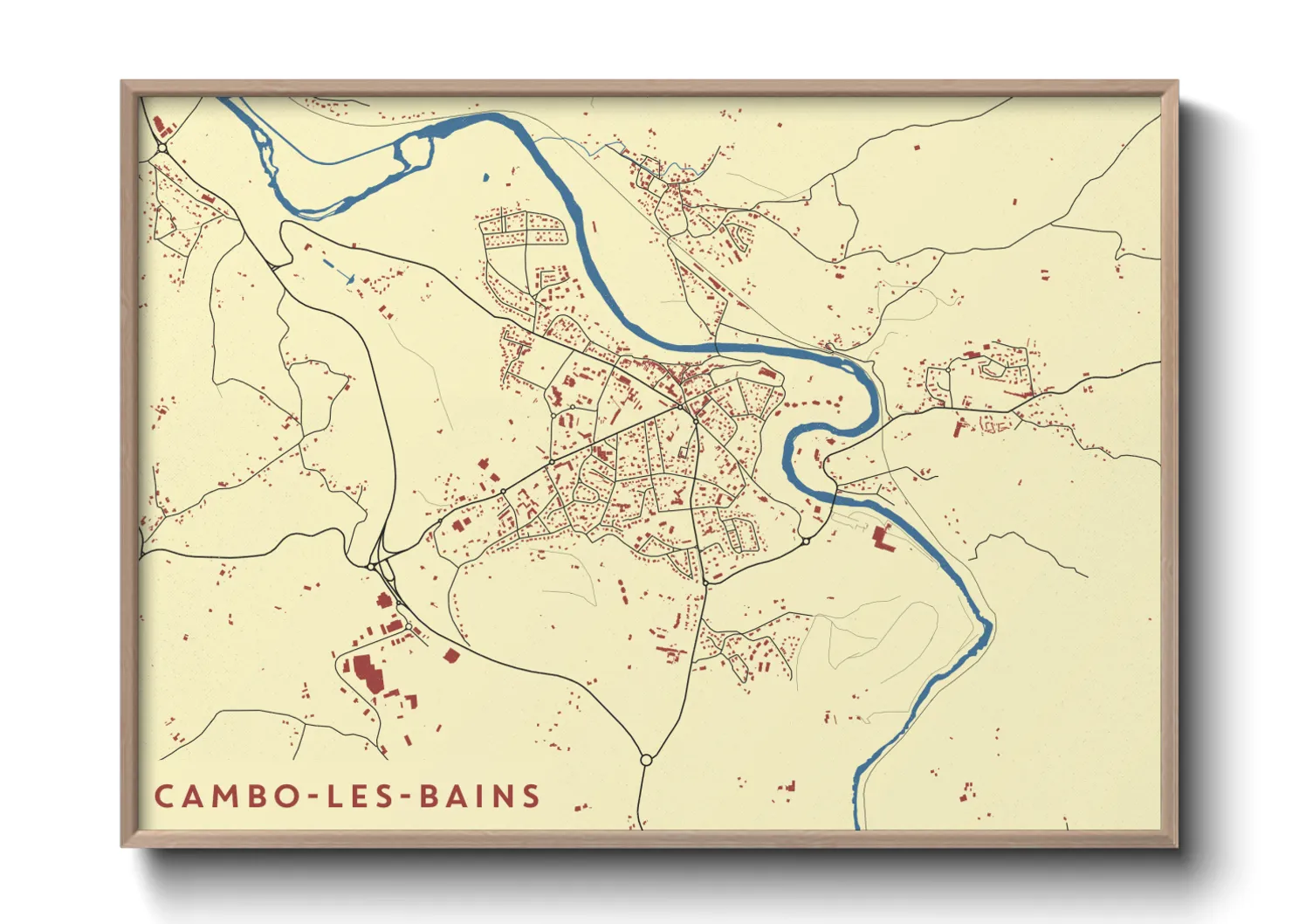 Une affiche de carte sur Cambo-les-Bains