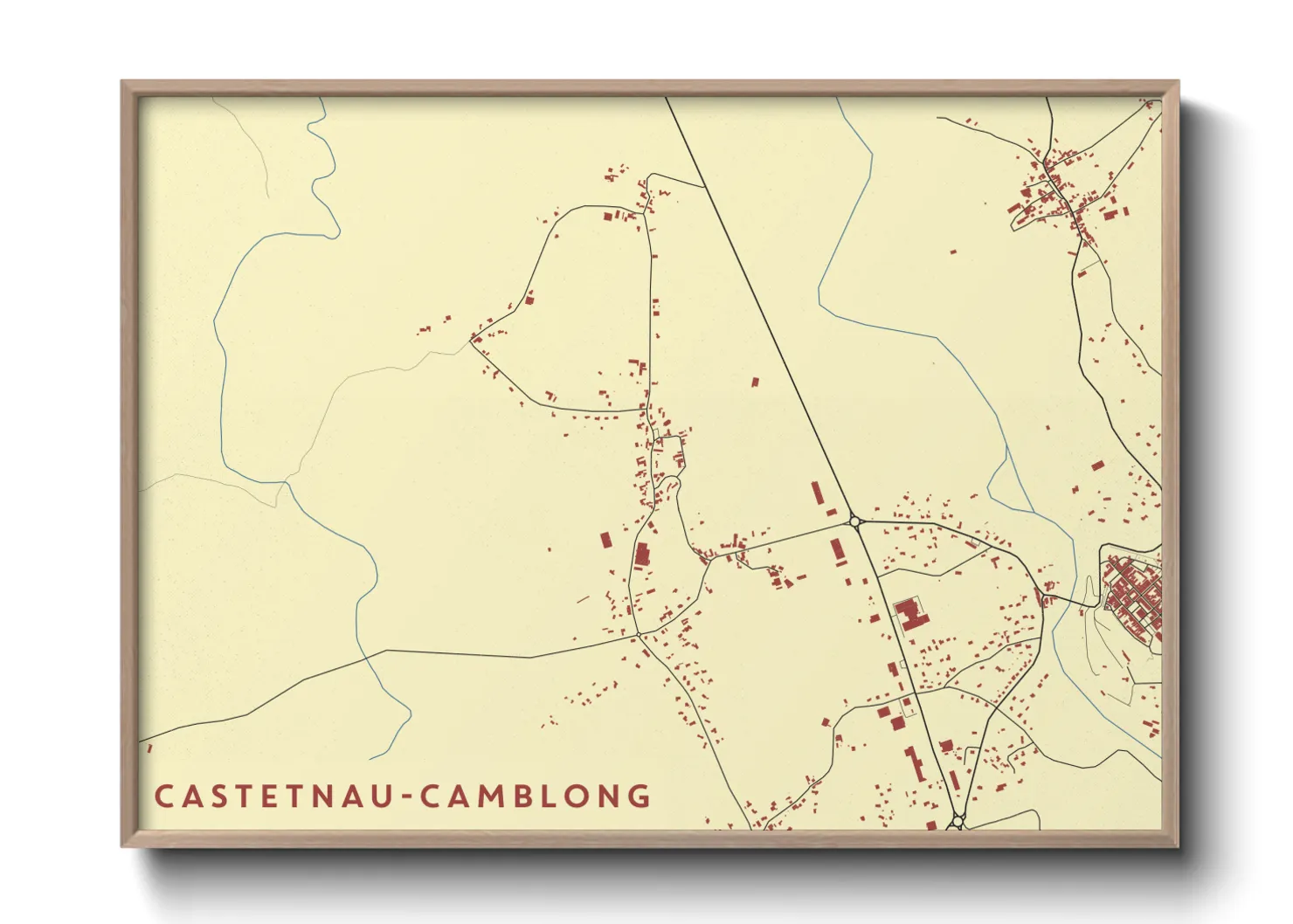 Une affiche de carte sur Castetnau-Camblong