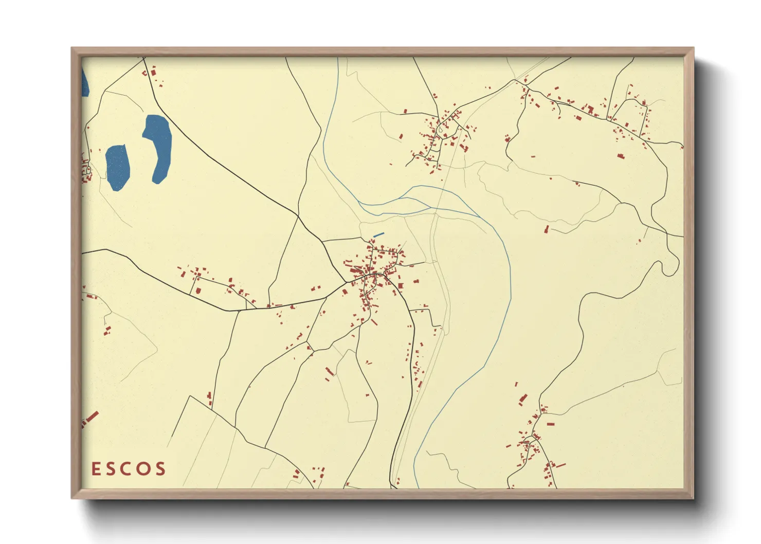 Une affiche de carte sur Escos