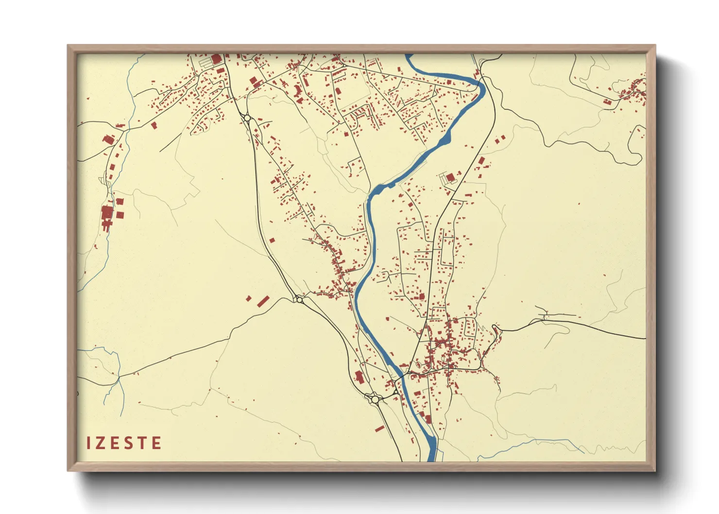 Une affiche de carte sur Izeste