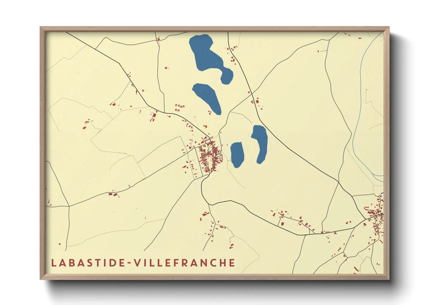 Une affiche de carte sur Labastide-Villefranche