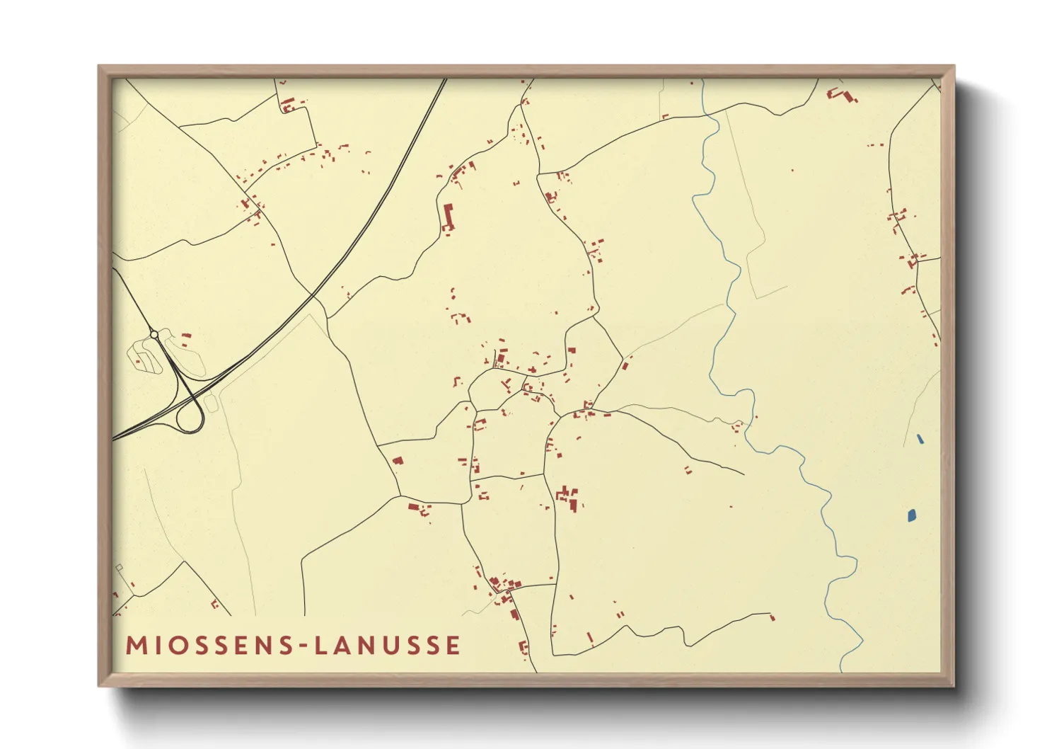 Une affiche de carte sur Miossens-Lanusse