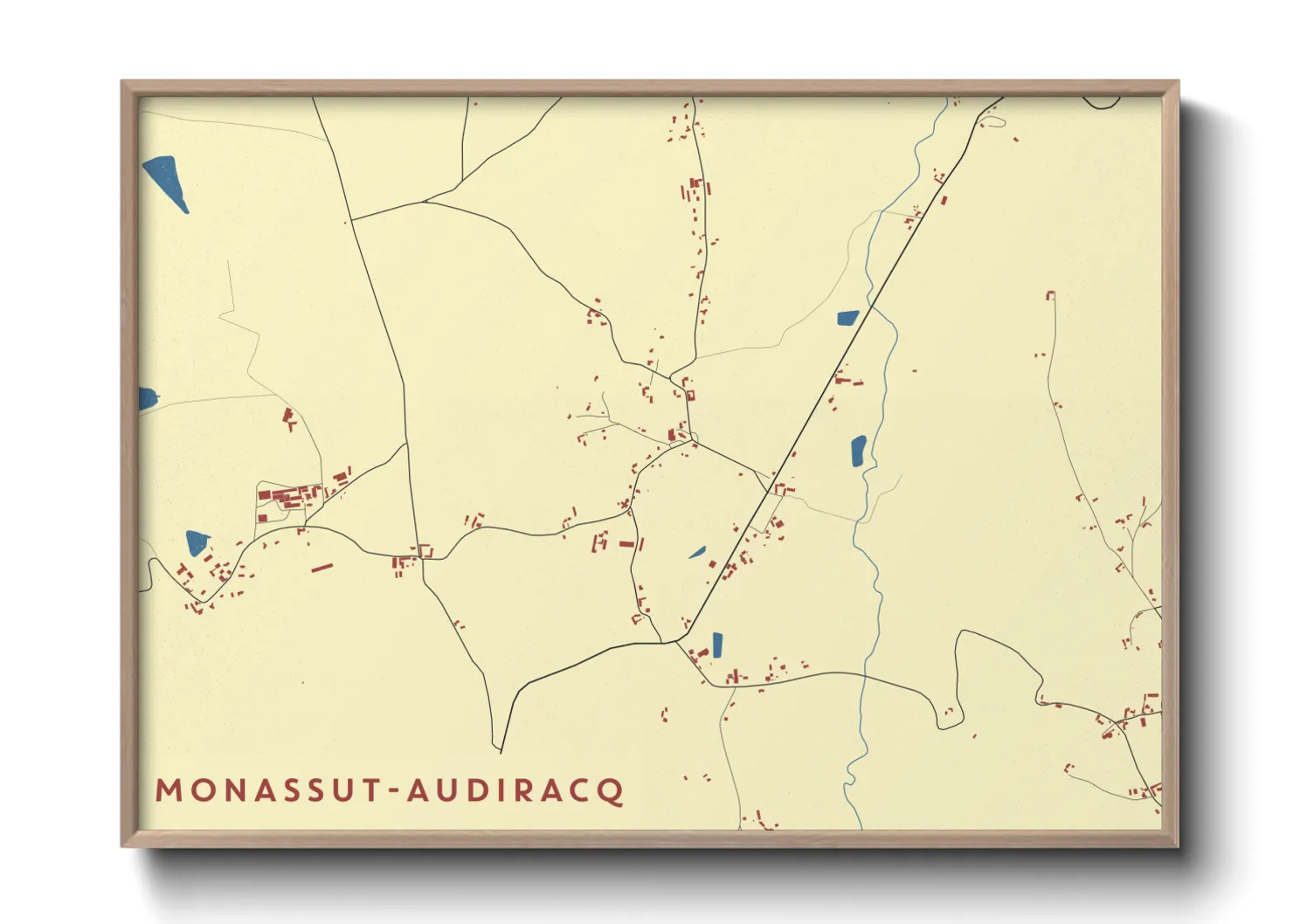 Une affiche de carte sur Monassut-Audiracq