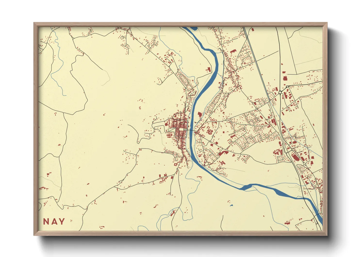 Une affiche de carte sur Nay