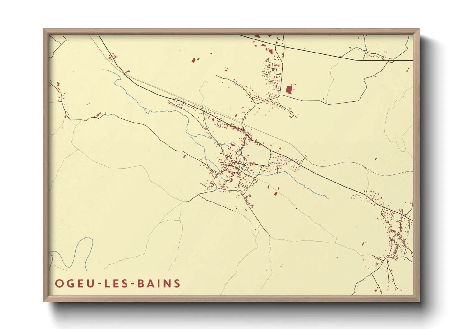 Une affiche de carte sur Ogeu-les-Bains