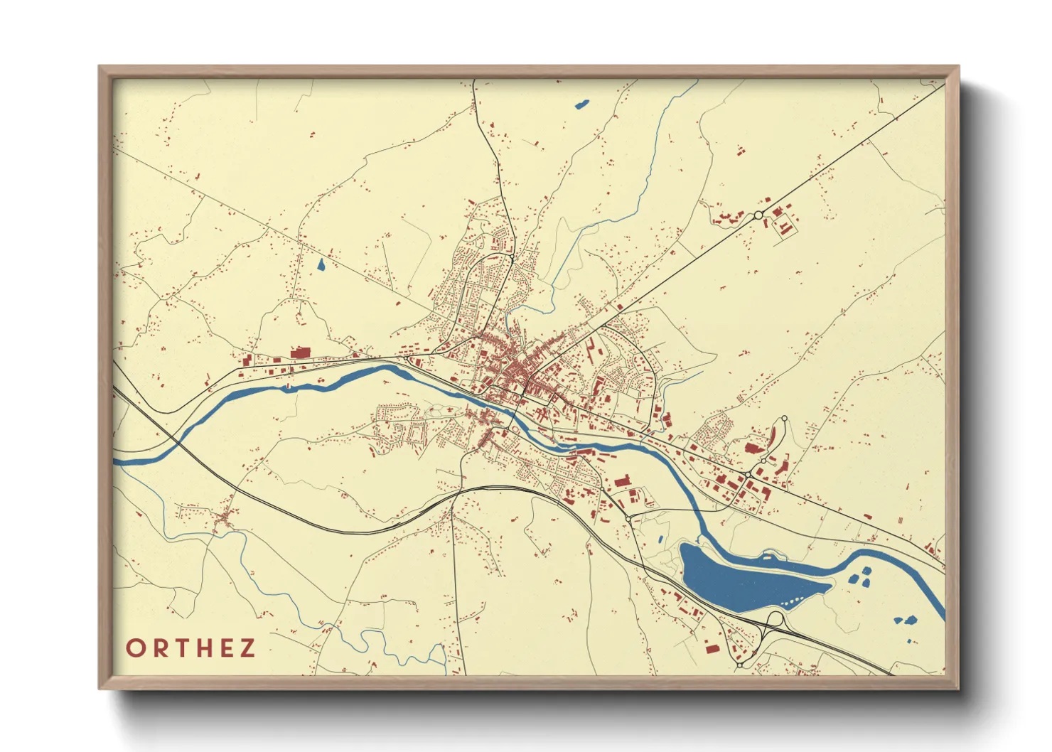 Une affiche de carte sur Orthez